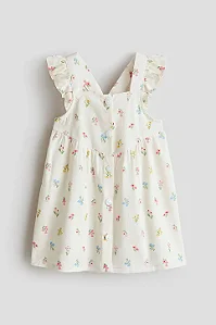 Vestido H&M Malha Branco Floral com Botões