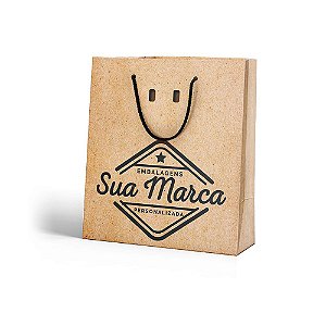 Sacola Kraft Com Cordão - 12,0 x 15,0 x 6,0 cm | Personalizada