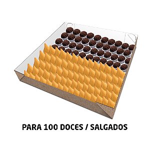Caixa para 100 Docinhos ou Salgadinho Empastada - Kraft  | 35,0 x 35,0 x 5,0 cm
