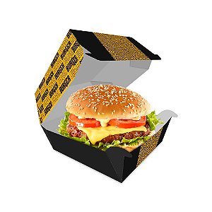Caixa Para Hambúrguer Tipo Mac | Preta / Amarela