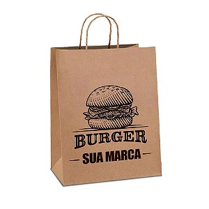 Embalagem Saco Kraft Delivery - Com Alça - 28,0 x 15,5 x 39,0 cm | Personalizado