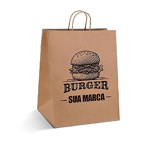 Embalagem Saco Kraft Delivery - Com Alça - 29,0 x 17,0 x 38,0 cm | Personalizado