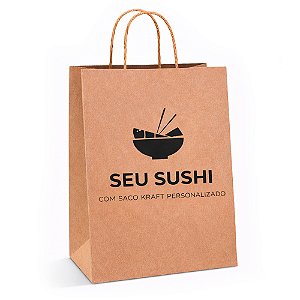 Embalagem Saco Kraft Delivery - Com Alça - 22,5 x 12,0 x 33,5 cm | Personalizado