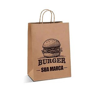 Embalagem Saco Kraft Delivery - Com Alça - 23,0 x 15,5 x 39,0 cm | Personalizado