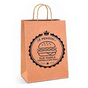 Embalagem Saco Kraft Delivery - Com Alça - 23,0 x 15,5 x 39,0 cm | Personalizado