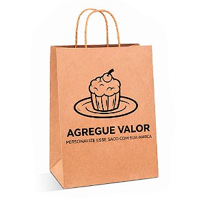 Embalagem Saco Kraft Delivery - Com Alça - 20,0 x 12,0 x 35,5 cm | Personalizado