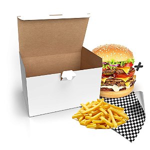 500 Embalagem Delivery Mini Hamburguer Lanches Batata Frita / Porções -  Linha Black