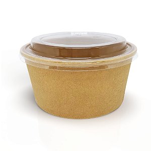 Pote de Papel Bowl Com Tampa - Kraft | 1000 ML