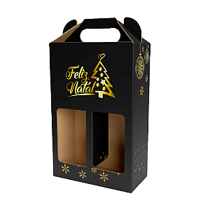 Embalagem para Cerveja Artesanal - Kit 2 Garrafas ou Copo | Feliz Natal Hot Stamp