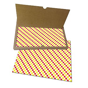 Papel Antigordura para Alimentos - 40,0 x 30,0 cm | Quadriculado Vermelho / Amarelo