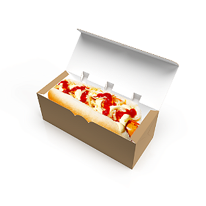 Caixa para Cachorro Quente, Sanduíches, Pão de Alho - 20,0 x 8,0 x 8,0 cm | Kraft