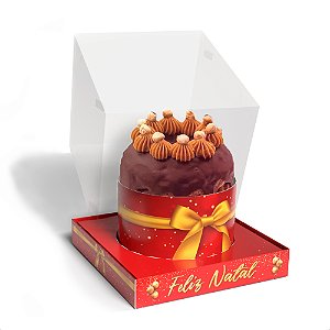 Embalagem para Panetone / Chocotone - Com Visor | Clássica Feliz Natal