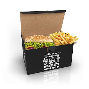 Embalagem Caixa Delivery Hambúrguer - Combo | Preta
