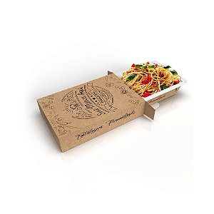 Caixa Box Marmita Gaveta - Kraft - Pequena | Personalizada