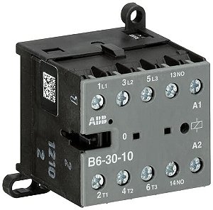 B6-30-10-01 Mini contator de potência 3P 1NO AC-1 20A (220V) AC-3 4 kW (400V) Bobina 24 Vac ABB