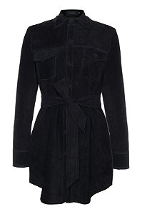 VESTIDO CHEMISE MANGA LONGA CAMURÇA