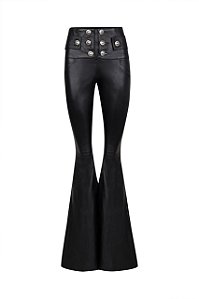 CALÇA FLARE CINTURA ALTA BOTÕES METAL