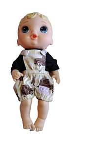 Jardineira Taxi P/ Boneco Baby Alive/My Little Coisas De Boneca