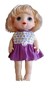 Vestido Diamante Lilás P/ Boneca Baby Alive/My Little