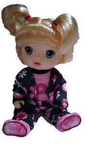 Conjunto Calça E Jaqueta Em Moleton Flores P/ Boneca Baby Alive/My Little