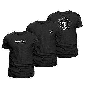 Kit 3 camisas All Black FIREWOLF