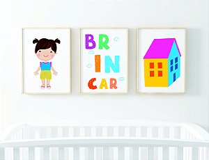 Kit Quadro Infantil Brincar Menina