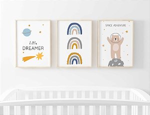 Kit Quadro Infantil Urso Astronauta