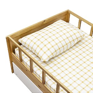 Jogo de Cama Infantil - Xadrez Aquarela Amarelo