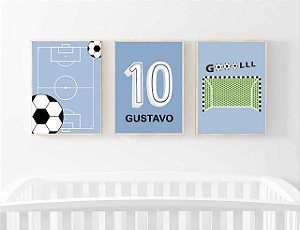 Kit Quadro Infantil Futebol Azul