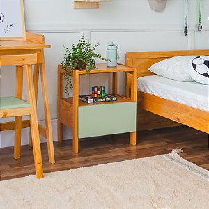 Mesa de Cabeceira Infantil Verde Oliva - Theo