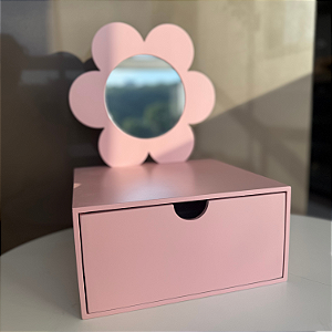 Mini Penteadeira de Bancada Flor - Rosa Blush