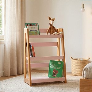 Estante Porta Livros de Chão - Rosa