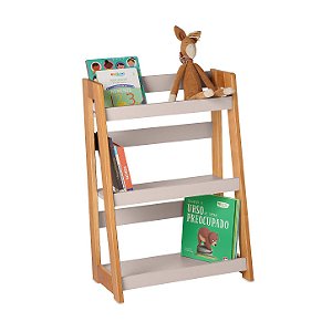 Estante Porta Livros de Chão - Cinza Greige