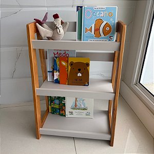 Estante Porta Livros de Chão - Cinza Greige