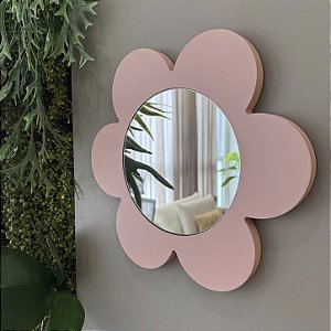 Espelho Formato Flor - Rosa Blush