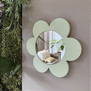 Espelho Formato Flor - Verde Oliva