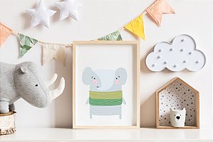 Quadro Infantil Elefante Escandinavo Menina