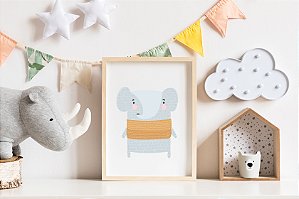 Quadro Infantil Elefante Escandinavo Menino