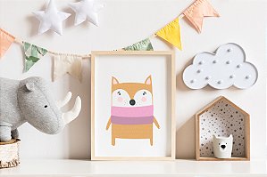 Quadro Infantil Raposa Escandinavo Menina