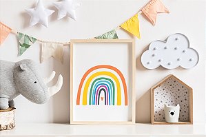 Quadro Infantil Arco-Íris Colorido Coração