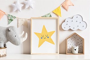 Quadro Infantil Estrela Bochecha Azul