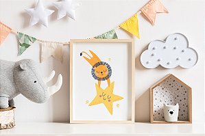 Quadro Infantil Leão Dorminhoco Menina