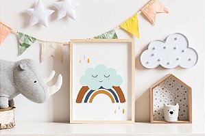 Quadro Infantil Nuvem Cílios Arco-Íris