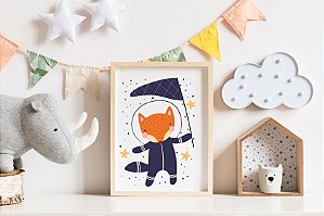 Quadro Infantil Raposa Astronauta