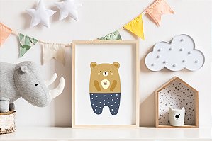 Quadro Infantil Ursinho Pijama Azul