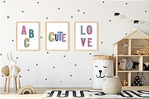 Kit Quadro Infantil ABC Cute Love