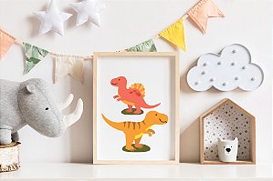 Quadro Infantil Dinos Laranja