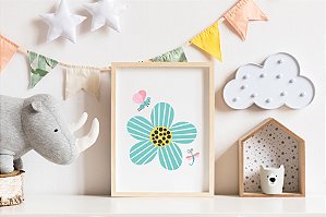 Quadro Infantil Flor Azul