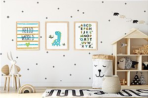 Kit Quadro Infantil Dino ABC