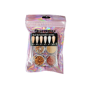 Kit Gliter Efeito Cromado 6 Capsulas Cobre Foil Powder Series